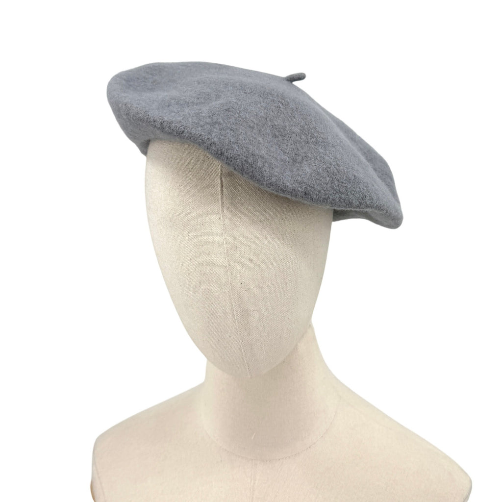 Vintage 70s Beret Basque De Luxe Gray 100% Wool Classic French Beret Hat