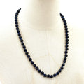 Vintage Cobalt Blue Glass Knotted Bead Barrel Clasp Necklace