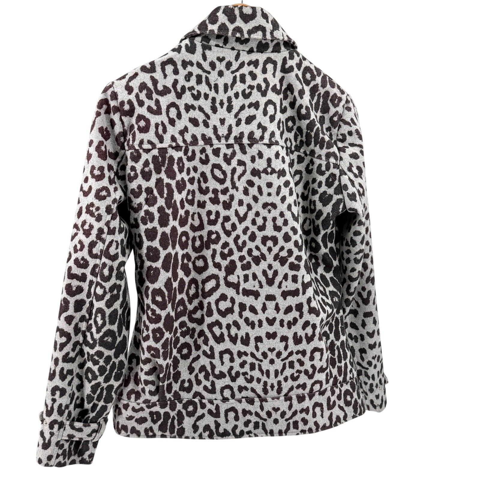Yoki Gray Leopard Print Flannel Moto Jacket