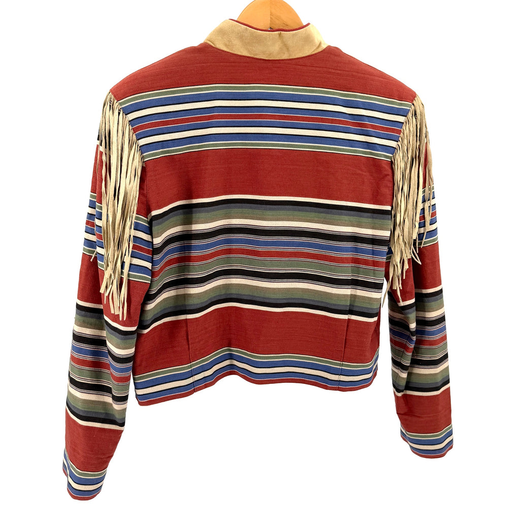 Vintage 90s Double D Ranchwear Multi 100% Cotton Western Suede Fringe Jacket