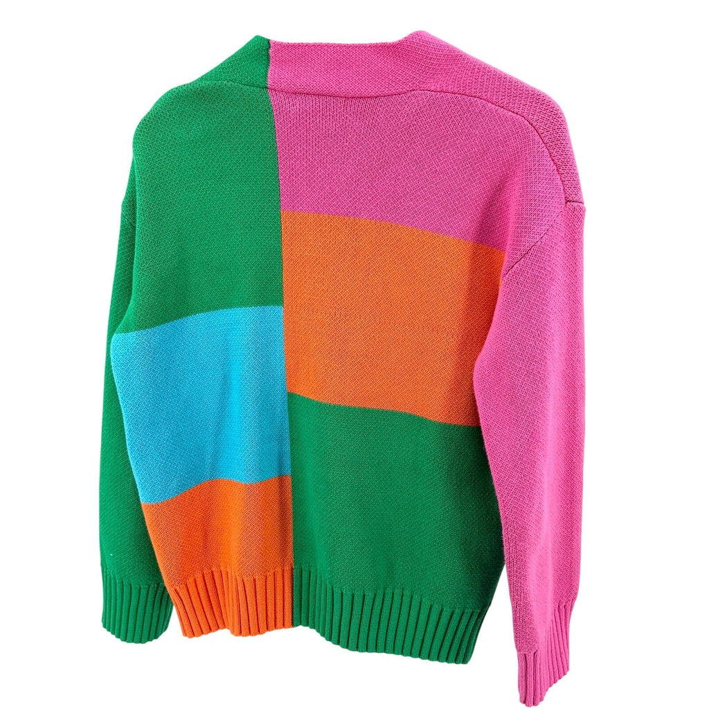Grey Lab Colorblock Knit Button Front Cardigan Sweater