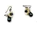 Vintage 90s Pearl Hematite Teardrop Silver Whimsical Goth Drop Earrings