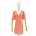 alice + olivia Pink Orange Retro Floral Print Wrap Dress