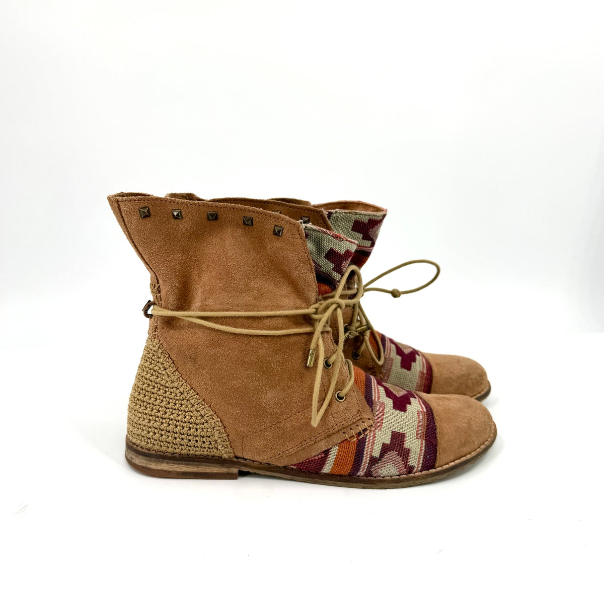 The Sak Tan Genuine Suede Aztec Southwestern Crochet Boots
