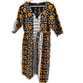 Vintage 90s Hitarget Black Orange Yellow 100% Cotton Batik A Line Dress