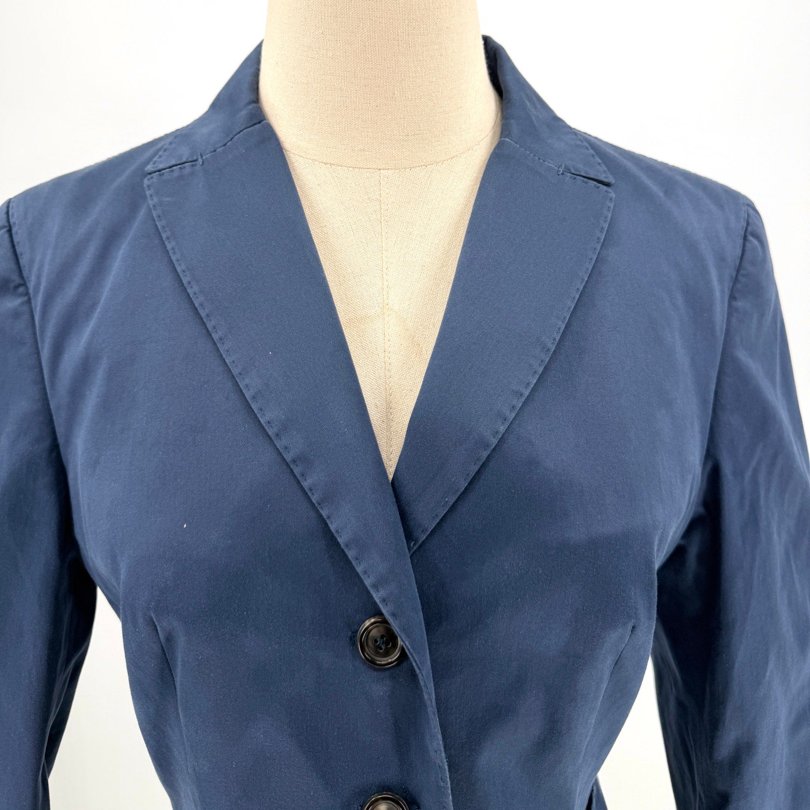 Piazza Sempione Navy Blue Cotton Blend Tailored Blazer Jacket