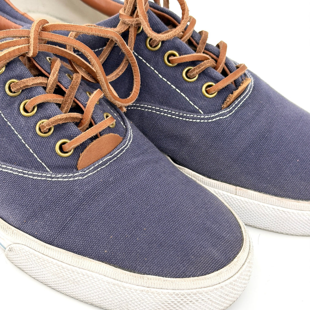 Polo Ralph Lauren Vaughn Navy Blue Leather Trim Pony Logo Sneakers