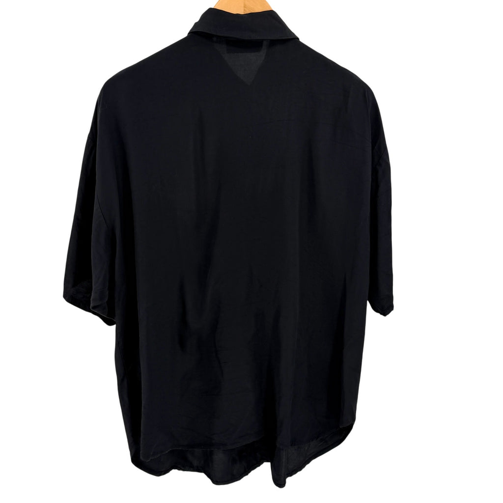 Vintage 80s Diana Marco Black Western Fringe Short Sleeve Button Down Shirt