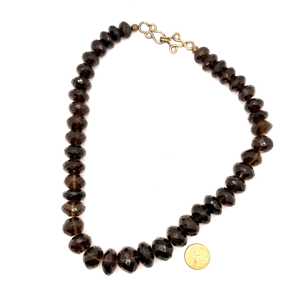 Vintage 90s Faceted Smoky Quartz Massive Statement Necklace