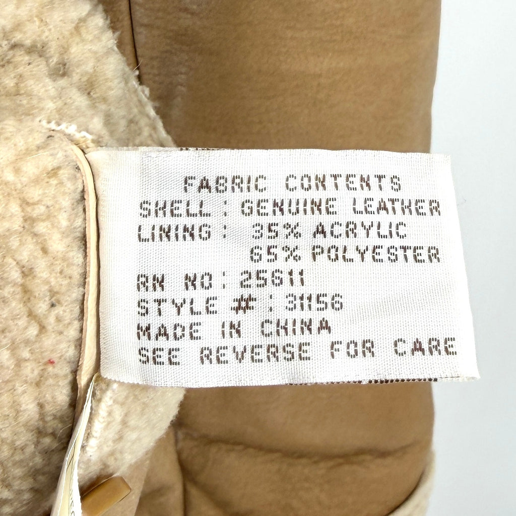 Vintage 90s Jones New York Sport Tan GenuineLeather Shearling Coat