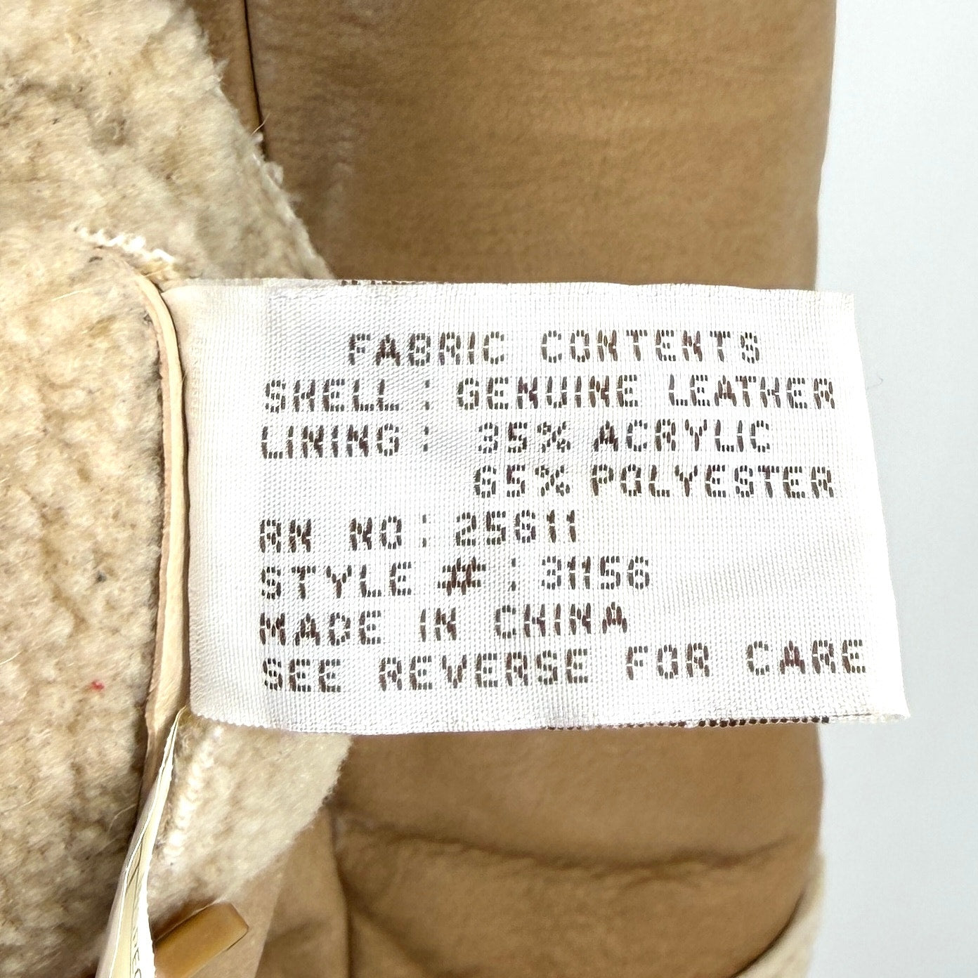 Vintage 90s Jones New York Sport Tan GenuineLeather Shearling Coat