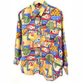 Vintage 90s Compagnie Internationale Whistles 100% Silk Abstract Art Print Shirt