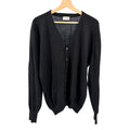 Vintage 70s Drummond Black Wool Cotton V-Neck Knit Button Cardigan Sweater