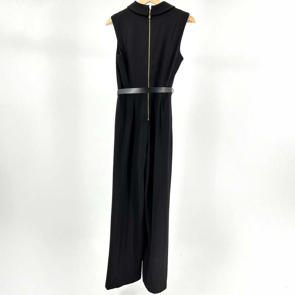 Calvin Klein Black Wide Leg Belted Gold Hardware Sleeveless Jumpsuit