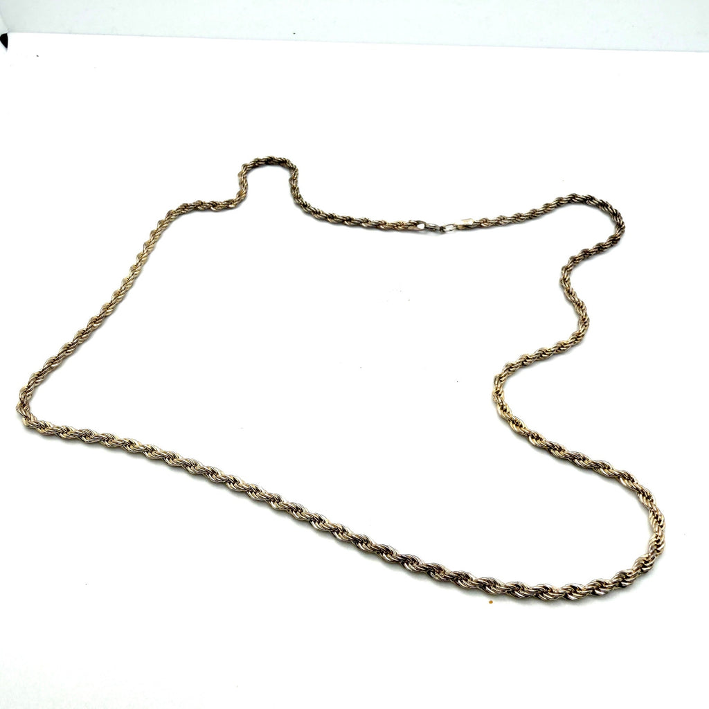 Vintage 90s Stamped Sterling Silver Rope Chain Minimalist Necklace
