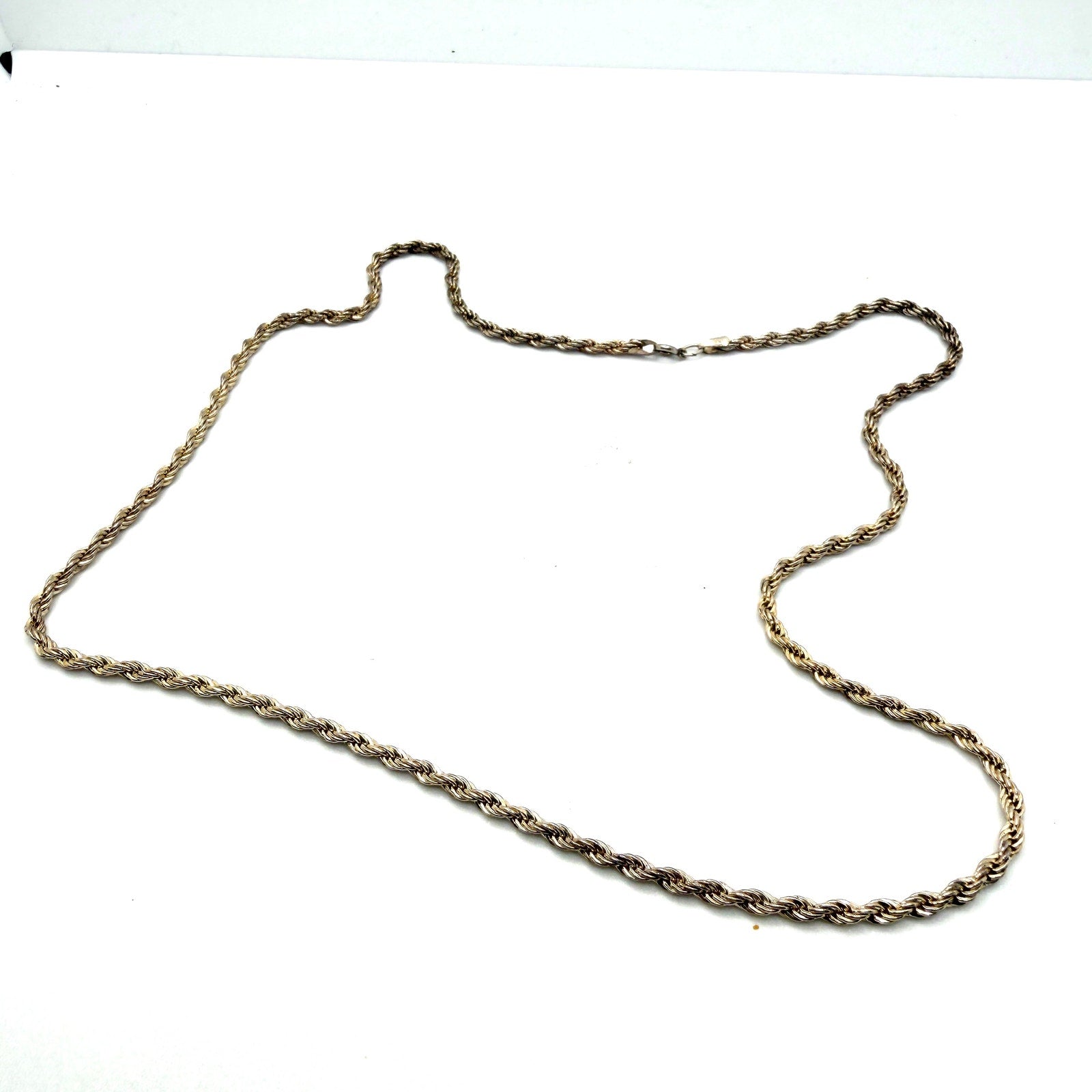 Vintage 90s Stamped Sterling Silver Rope Chain Minimalist Necklace