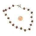 Vintage 90s Brown Baroque Freshwater Pearl Hand Knotted Floating Choker Necklace