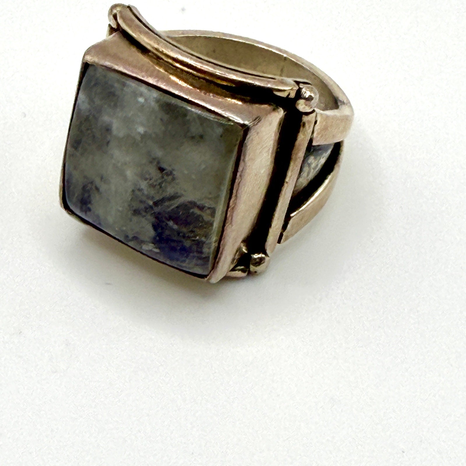 Vintage 90s Yuma Blue Moonstone Sterling Silver Stamped Boho Statement Ring