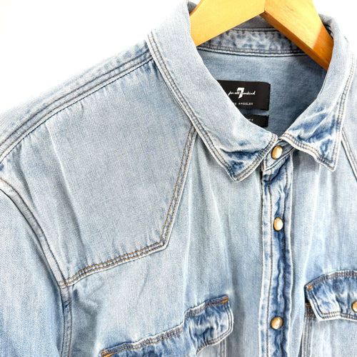 7 For All Mankind Light Wash 100% Cotton Japanese Fabric Western Shirt