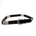 Vintage 90s Fossil Black Genuine Leather Boho Western Medallion Belt