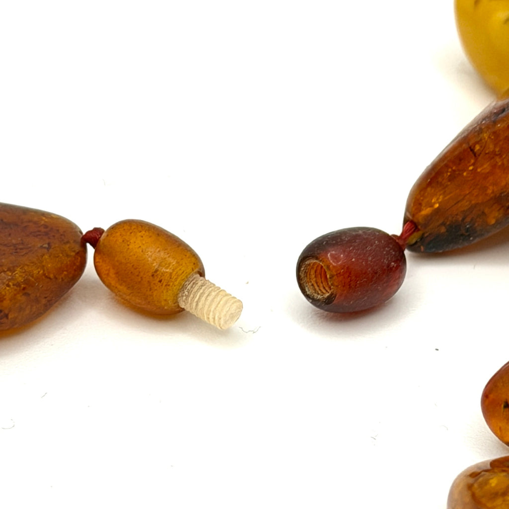 Vintage 70s Honey Cognac Genuine Amber Chunky Statement Necklace