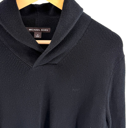 Michael Kors Black Shawl Neck Thick Knit Layering Sweater