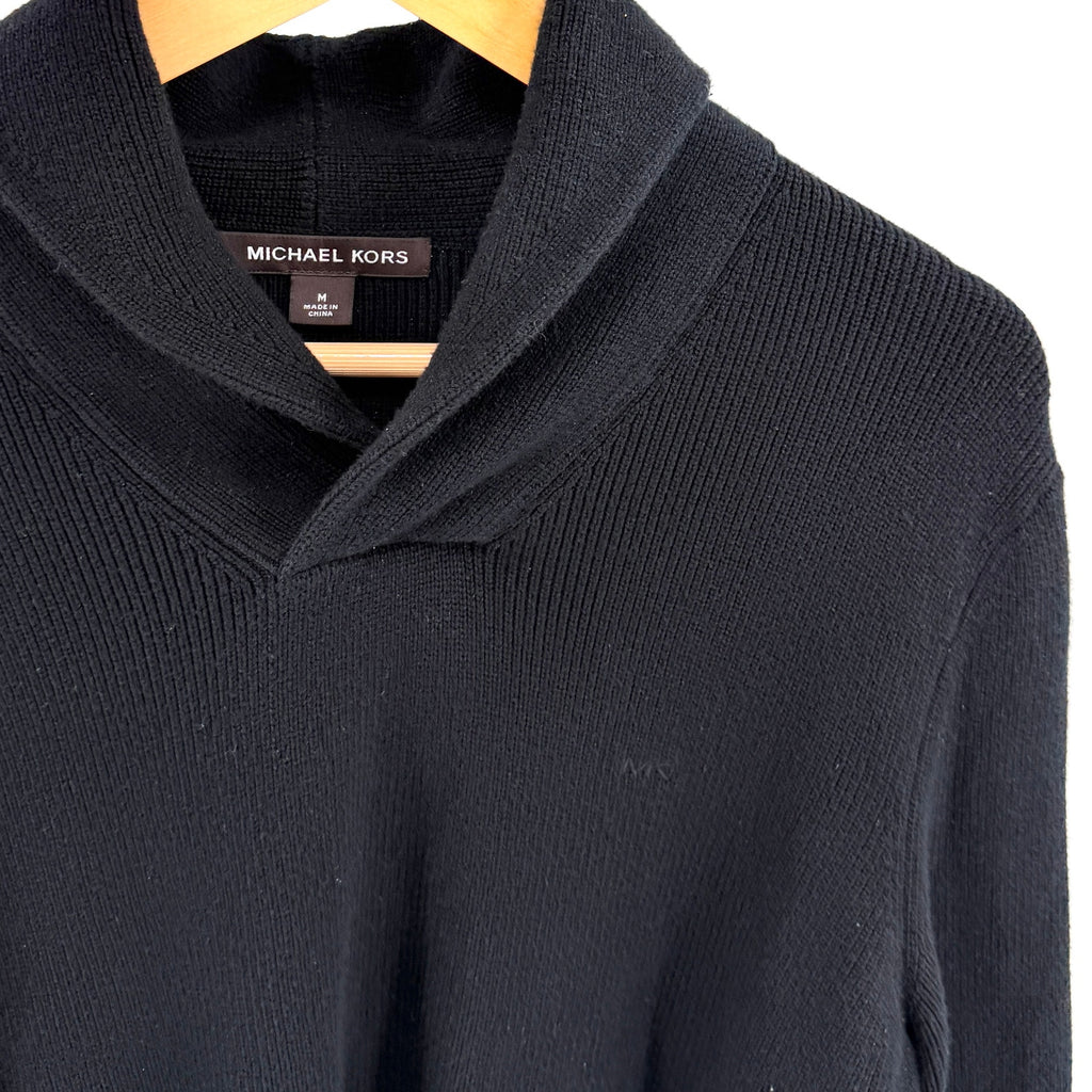 Michael Kors Black Shawl Neck Thick Knit Layering Sweater