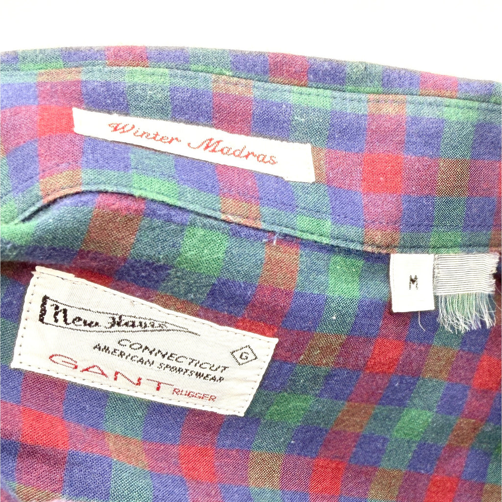 Gant Rugger Blue Red Green Plaid 100% Cotton Winter Madras Shirt