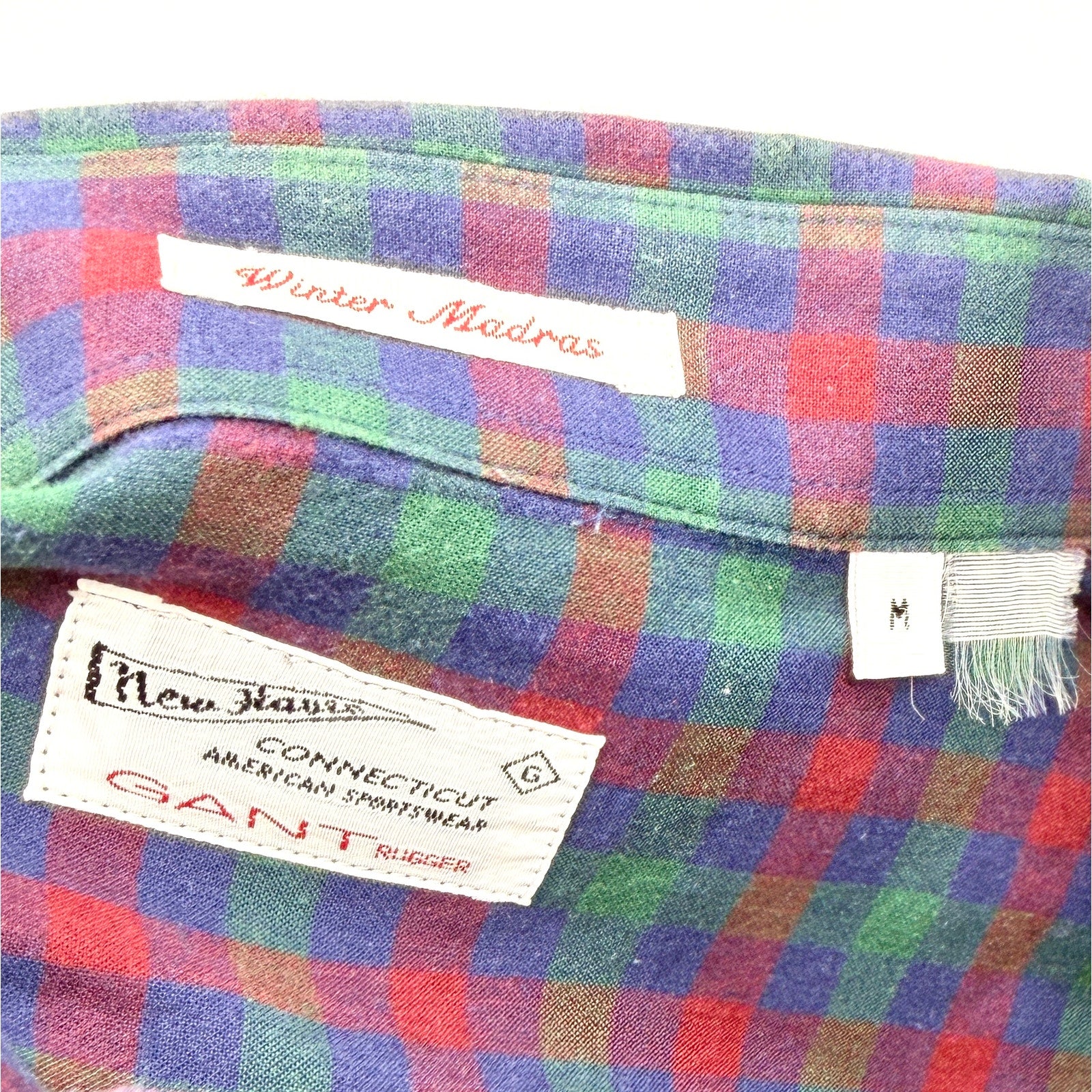Gant Rugger Blue Red Green Plaid 100% Cotton Winter Madras Shirt