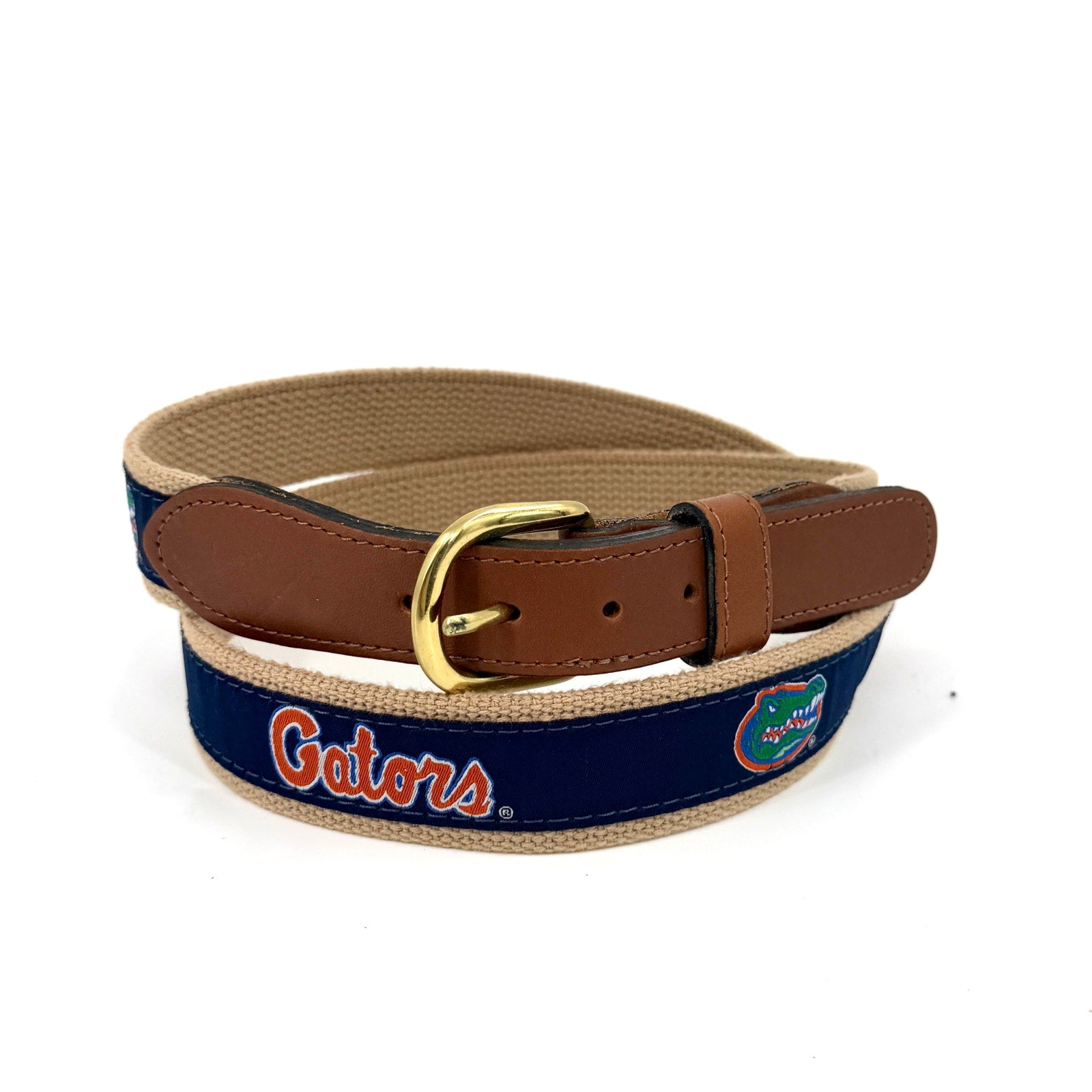 Vintage Y2K Zap-Pro Navy Florida Gators Genuine Leather Ribbon Belt