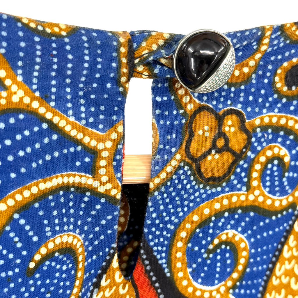 Vintage Y2K Handmade Blue 100% Cotton Afrobohemian Studded Top Midi Skirt Set