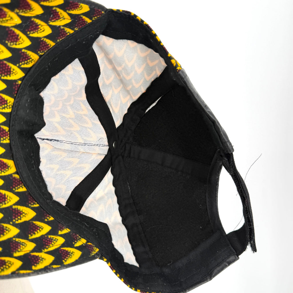 Yellow Black Ankara 100% Cotton Fabric Customized Baseball Cap