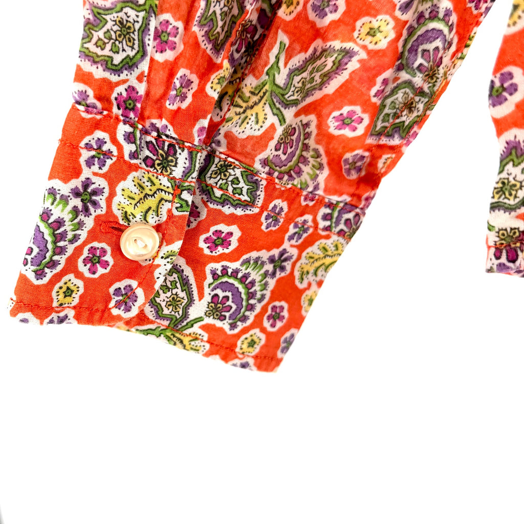 Lauren Ralph Lauren Orange Purple Floral 100% Cotton Button Down Shirt
