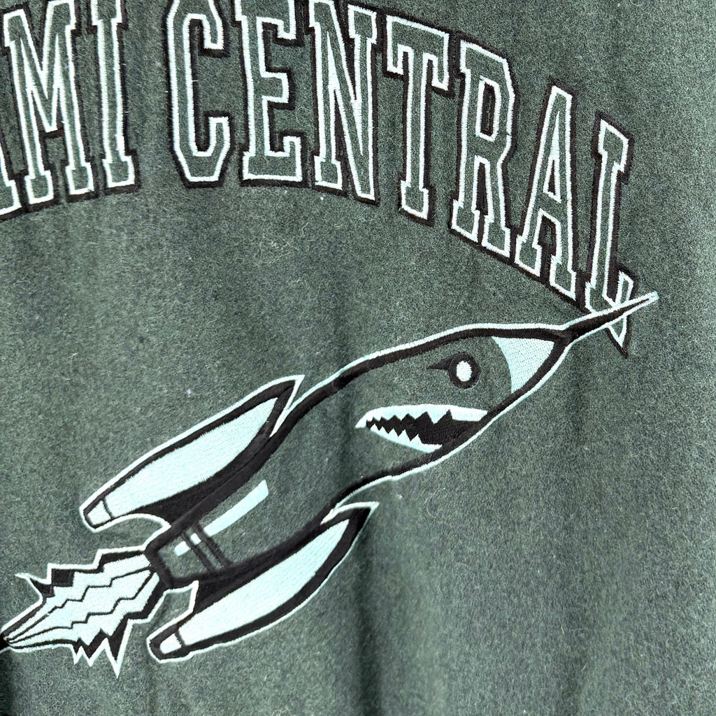 Vintage Y2K My Skool Gear Green White Miami Central Rockets Varsity Jacket