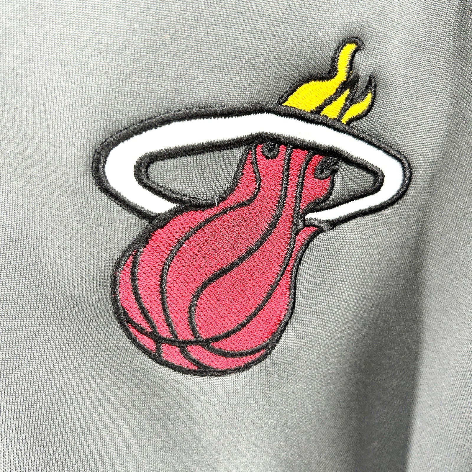 Adidas NBA Miami Heat Gray Black Colorblock Fleece Warm-up Jacket