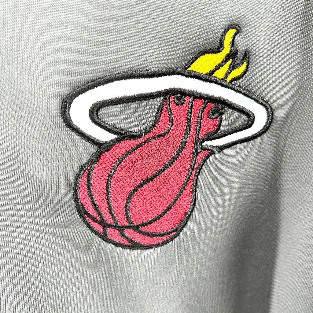 Adidas NBA Miami Heat Gray Black Colorblock Fleece Warm-up Jacket