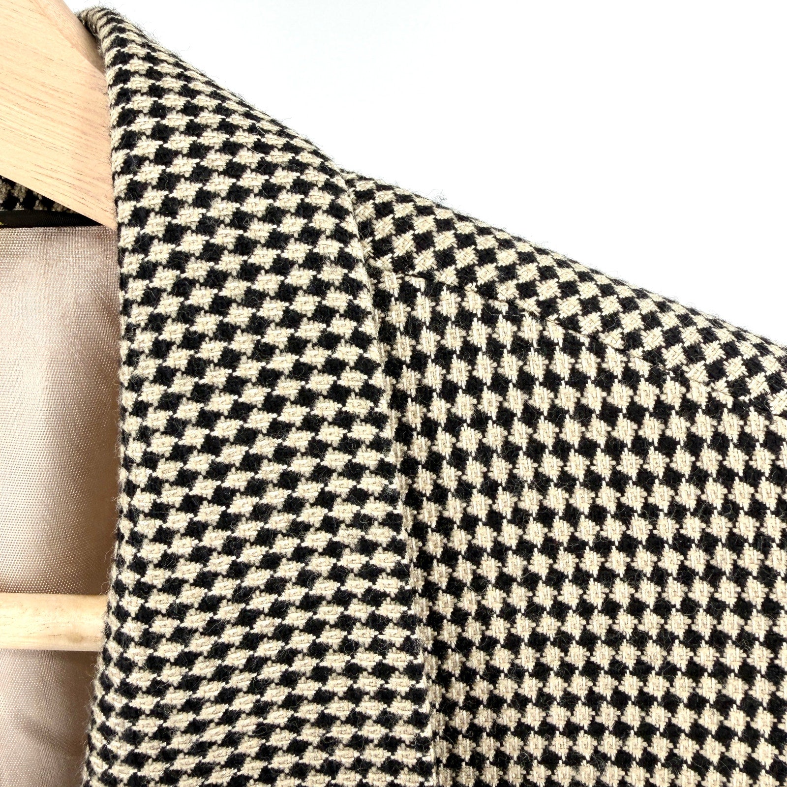 Vintage 90s J Riggins Beige Black Double Breasted Menswear Blazer Jacket