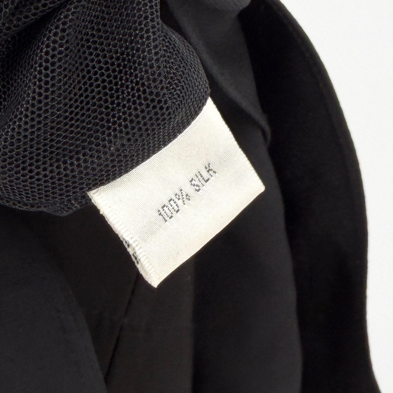 Vintage Y2K Chetta B Black 100% Silk Satin Tiered Cocktail Dress