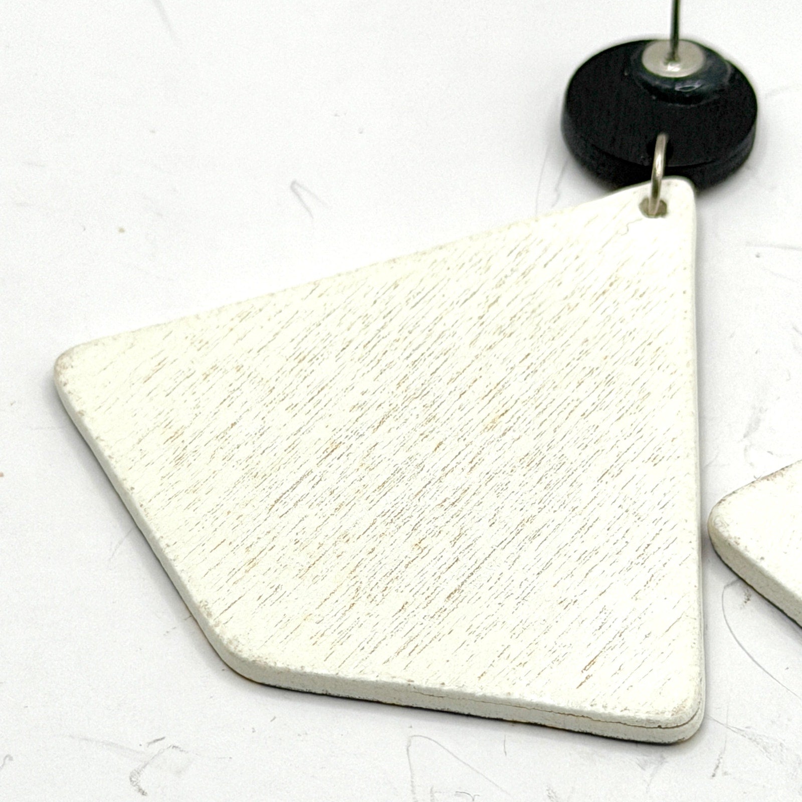 Vintage 90s Printed Wood Gustav Klimt Tree of Life Geometric Drop Earrings
