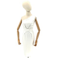 Reiss White Asymmetrical One-Shoulder Twist Waist Cocktail Midi Dress