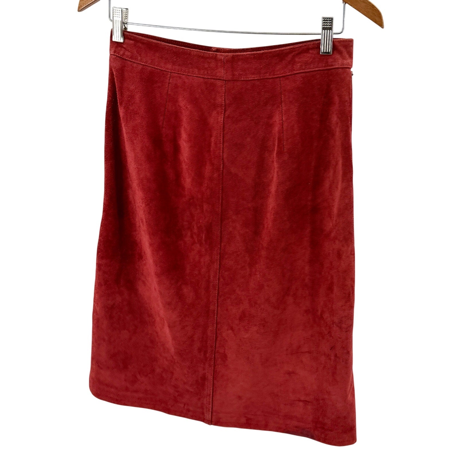 Vintage 90s Gap Brick Red Genuine Suede Western A-Line Skirt