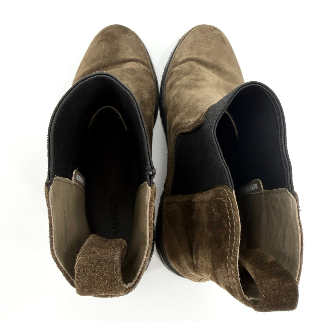 Vince Antique Olive Suede Water Repellent Litton Chelsea Boots