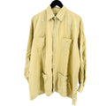 Vintage 70s Cafe Versailles Miami Tan Cotton Linen Long Sleeve Guayabera