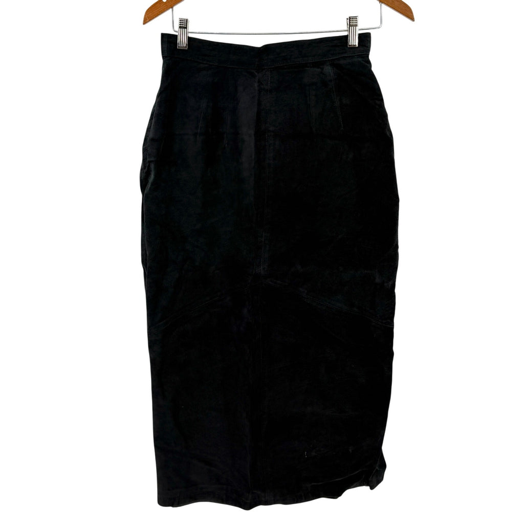 Vintage 90s Gitano Black Genuine Suede Minimalist Maxi Skirt