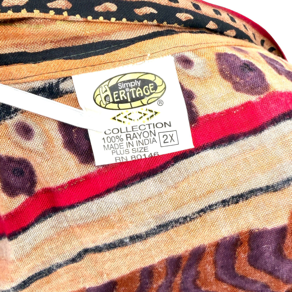 Vintage 80s Simply Heritage Tribal Leopard Print Rayon Duster Kimono
