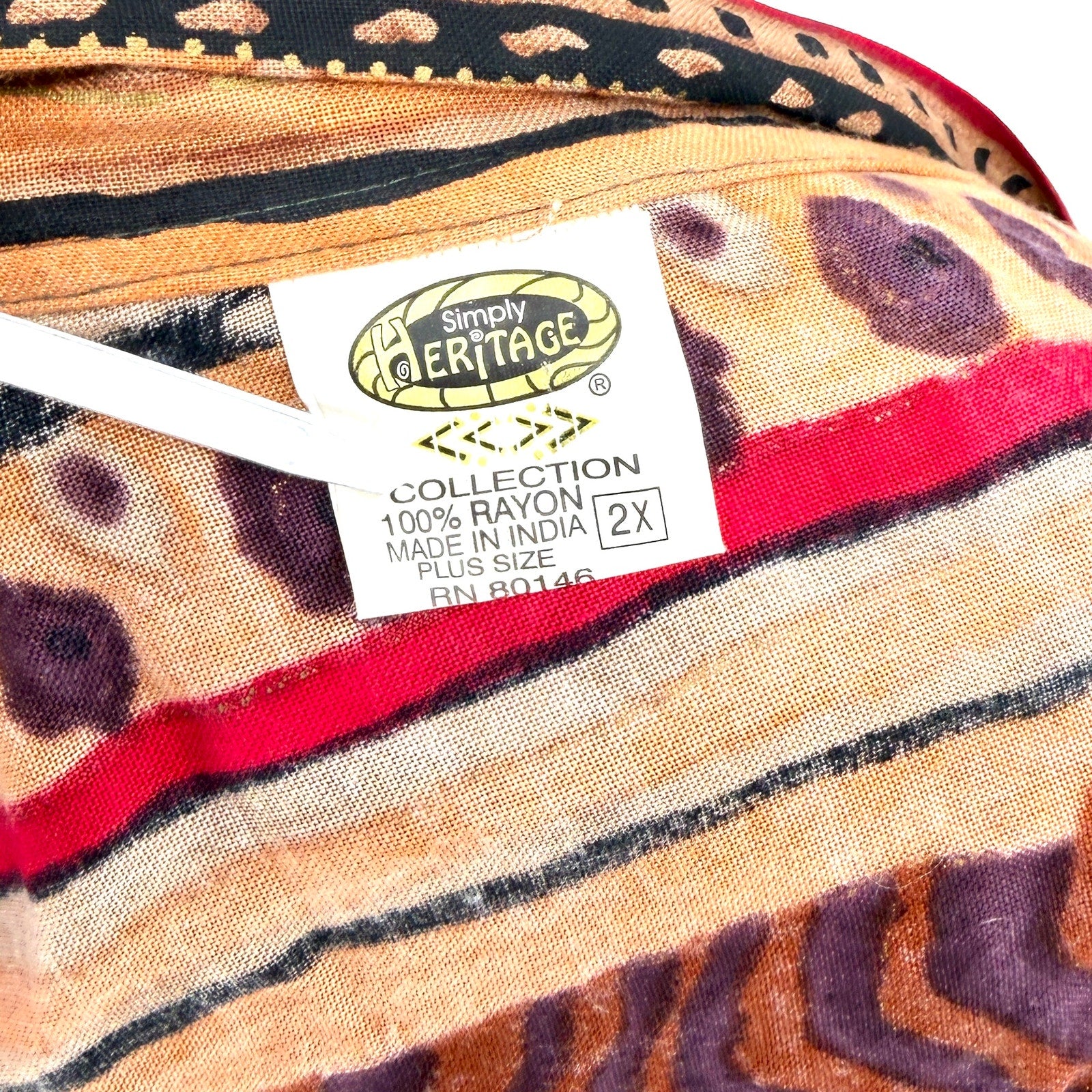 Vintage 80s Simply Heritage Tribal Leopard Print Rayon Duster Kimono