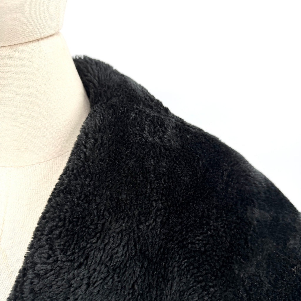 Vintage 80s Nana Creations Black Shawl Collar Balloon Sleeve Maxi Coat