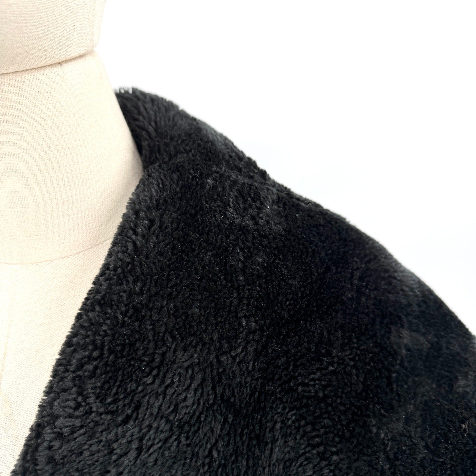 Vintage 80s Nana Creations Black Shawl Collar Balloon Sleeve Maxi Coat
