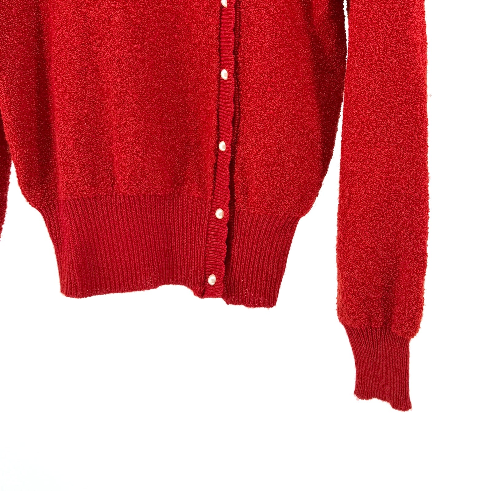 Vintage 80s Gitano Red Romantic Puff Sleeve Asymmetric Cardigan Blouse