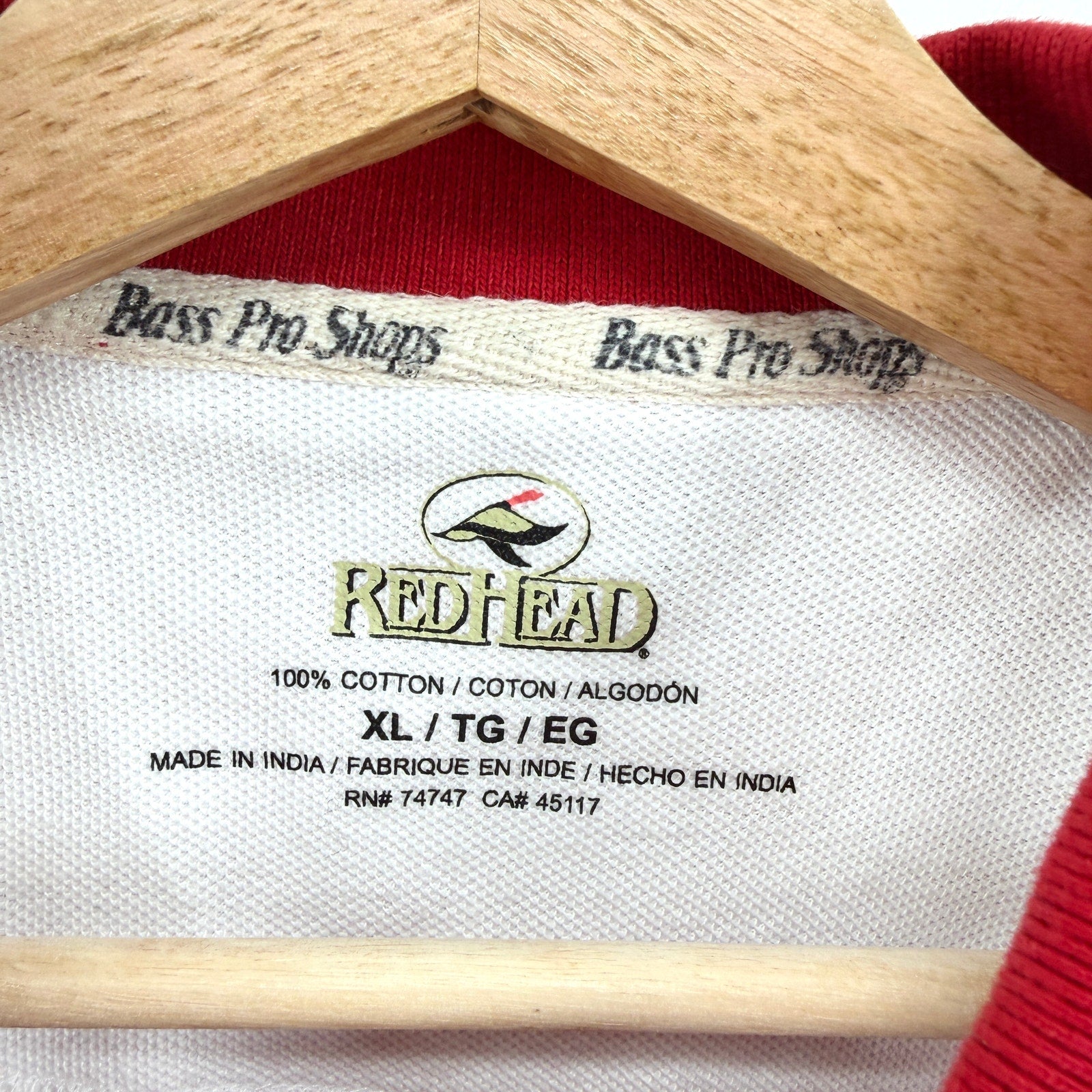 RedHead by Bass Pro Shops Red White Navy Colorblock 100% Cotton Polo